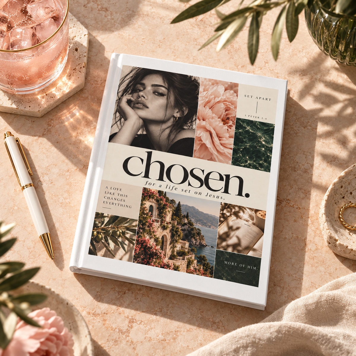 Chosen Hardcover Journal — Christian Inspirational Lined Notebook  ‘His presence changes everything’